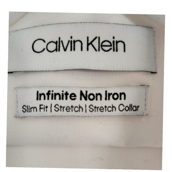 CALVIN KLEIN MEN'S WHITE INFINITE NON IRON DRESS SHIRT, SIZE 16 - Picture 3 of 4